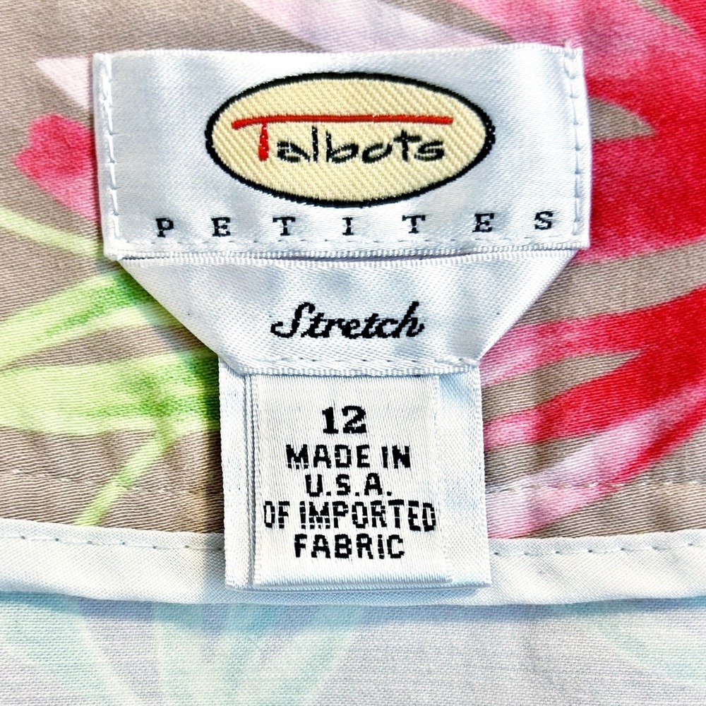 Talbots Floral A-Line Skirt 12P Pink Green‎ Stretch Cottagecore Coastal VTG 90s - Picture 4 of 6